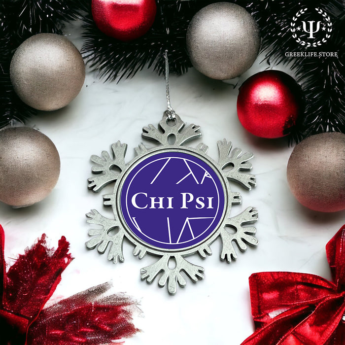 Chi Psi Christmas Ornament - Snowflake Metal