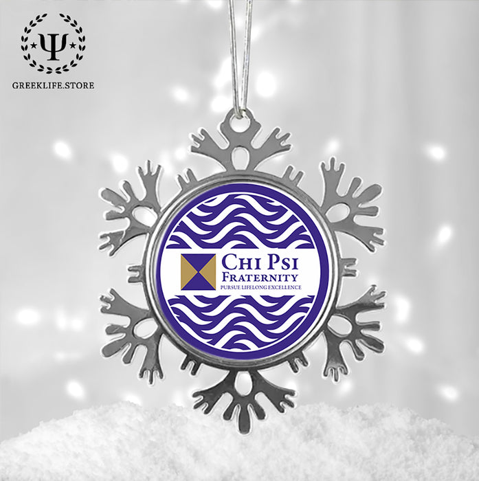 Chi Psi Christmas Ornament - Snowflake Metal