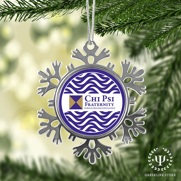 Chi Psi Christmas Ornament - Snowflake Metal