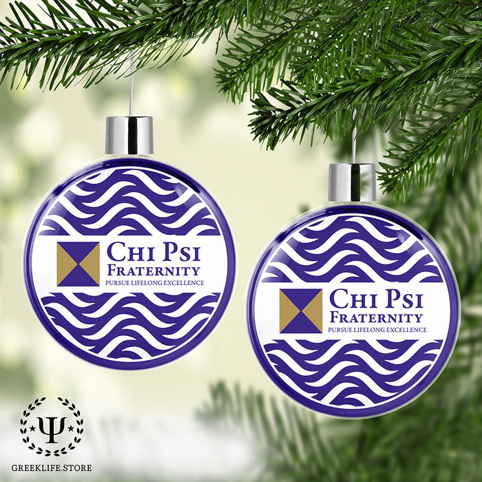 Chi Psi Christmas Ornament Flat Round