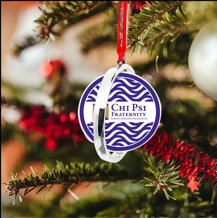 Chi Psi Christmas Reversible Flat Round Ornament