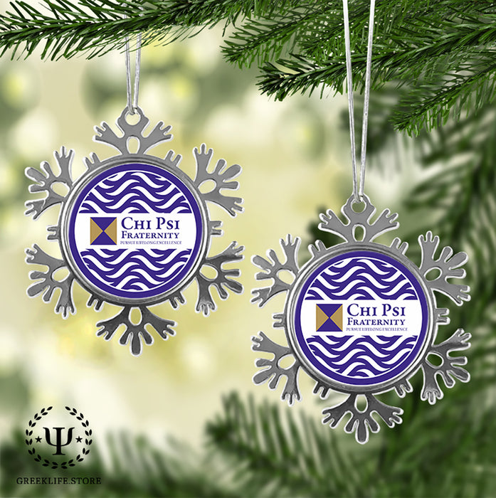 Chi Psi Christmas Ornament - Snowflake Metal