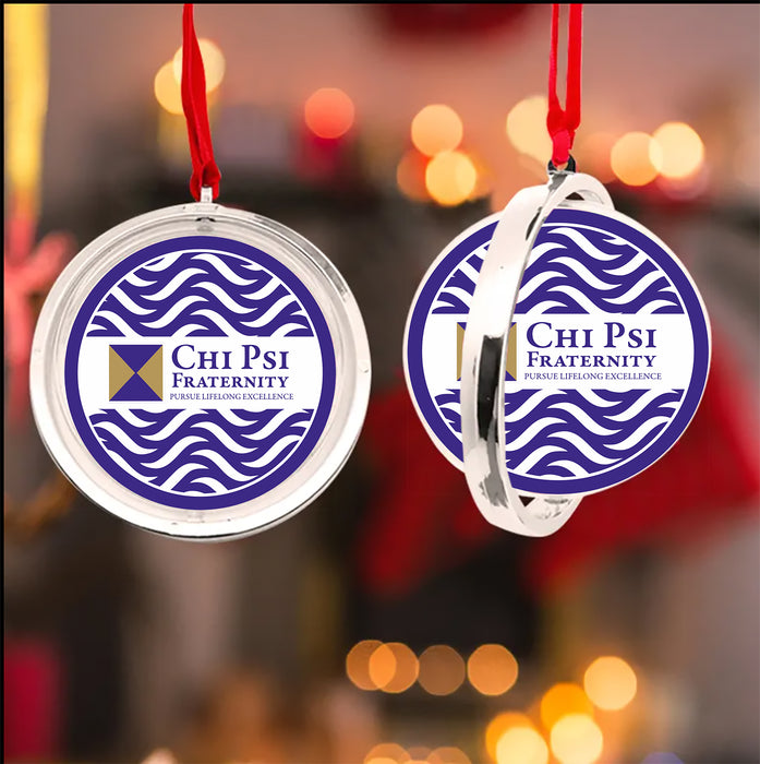 Chi Psi Christmas Reversible Flat Round Ornament