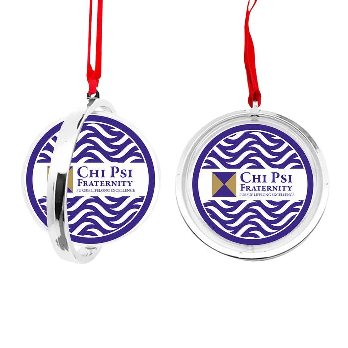 Chi Psi Christmas Reversible Flat Round Ornament