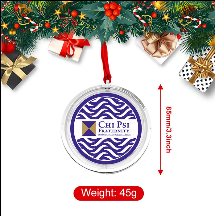 Chi Psi Christmas Reversible Flat Round Ornament