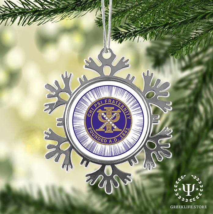 Chi Psi Christmas Ornament - Snowflake Metal