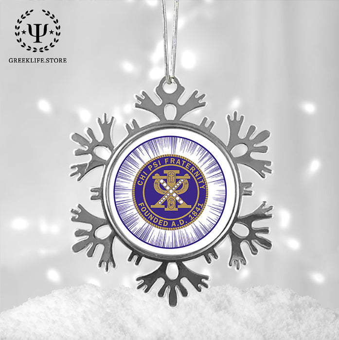 Chi Psi Christmas Ornament - Snowflake Metal