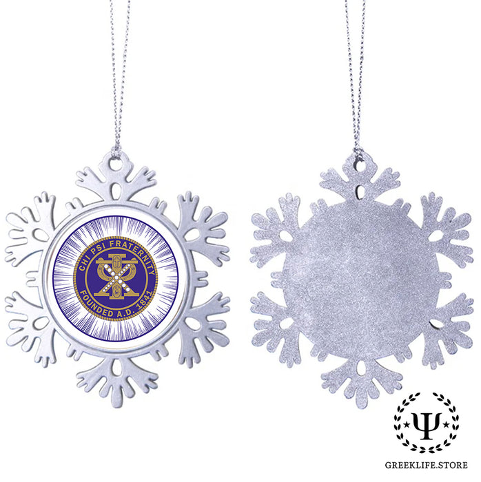 Chi Psi Christmas Ornament - Snowflake Metal