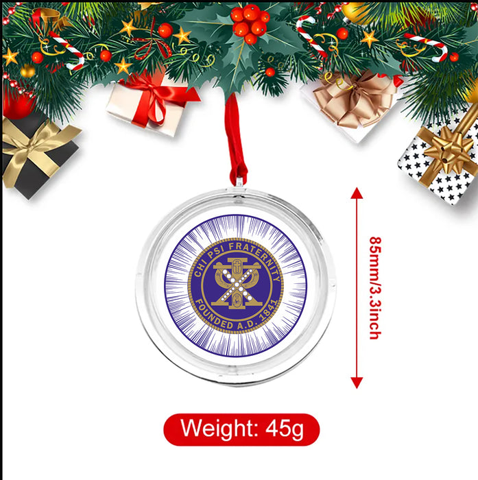 Chi Psi Christmas Reversible Flat Round Ornament