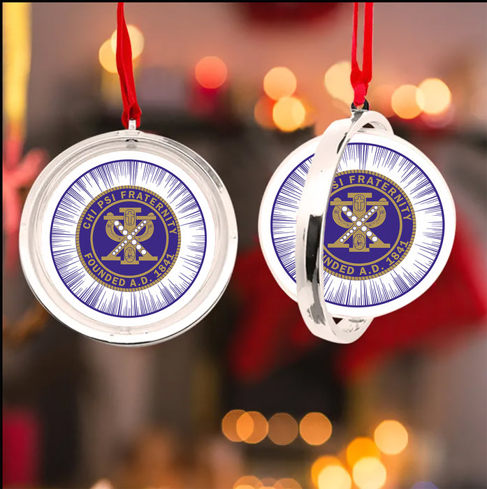 Chi Psi Christmas Reversible Flat Round Ornament