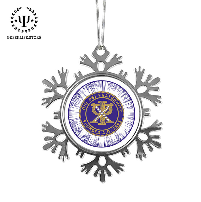 Chi Psi Christmas Ornament - Snowflake Metal