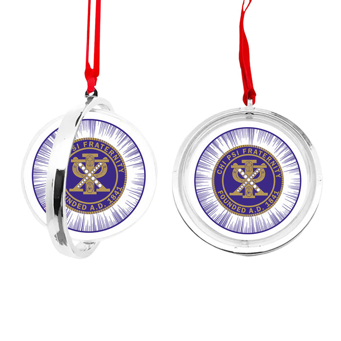 Chi Psi Christmas Reversible Flat Round Ornament