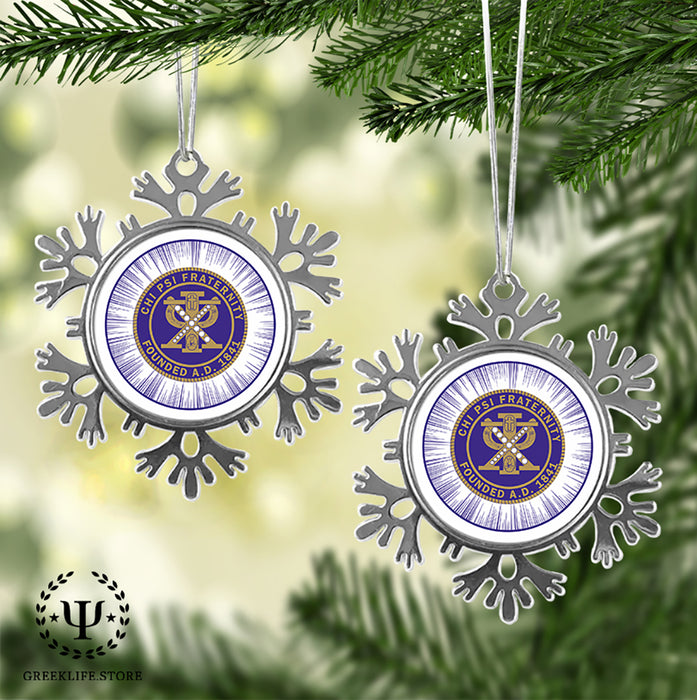 Chi Psi Christmas Ornament - Snowflake Metal