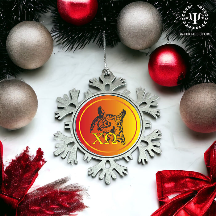 Chi Omega Christmas Ornament - Snowflake Metal