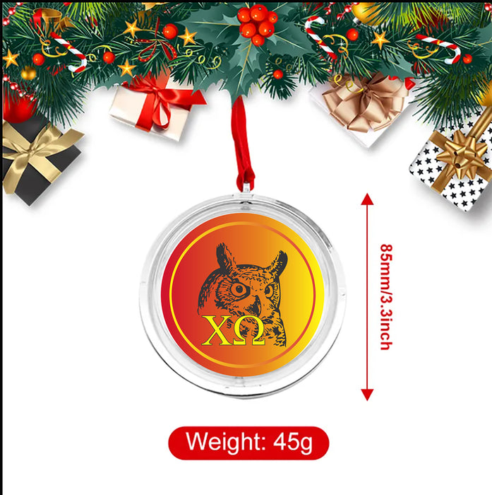 Chi Omega Christmas Reversible Flat Round Ornament