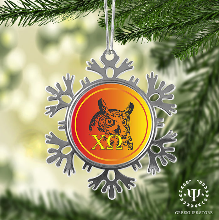 Chi Omega Christmas Ornament - Snowflake Metal