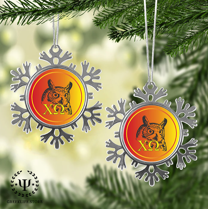 Chi Omega Christmas Ornament - Snowflake Metal