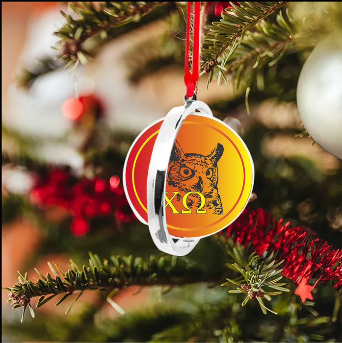 Chi Omega Christmas Reversible Flat Round Ornament