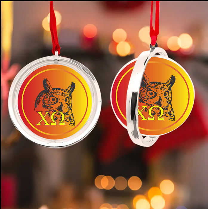 Chi Omega Christmas Reversible Flat Round Ornament