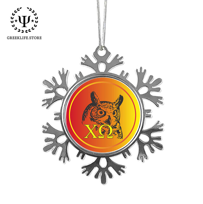 Chi Omega Christmas Ornament - Snowflake Metal