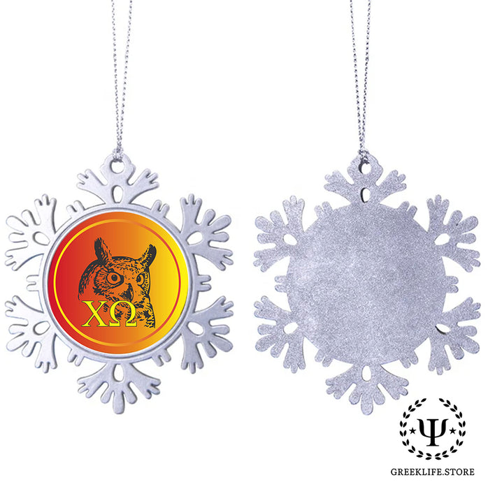 Chi Omega Christmas Ornament - Snowflake Metal