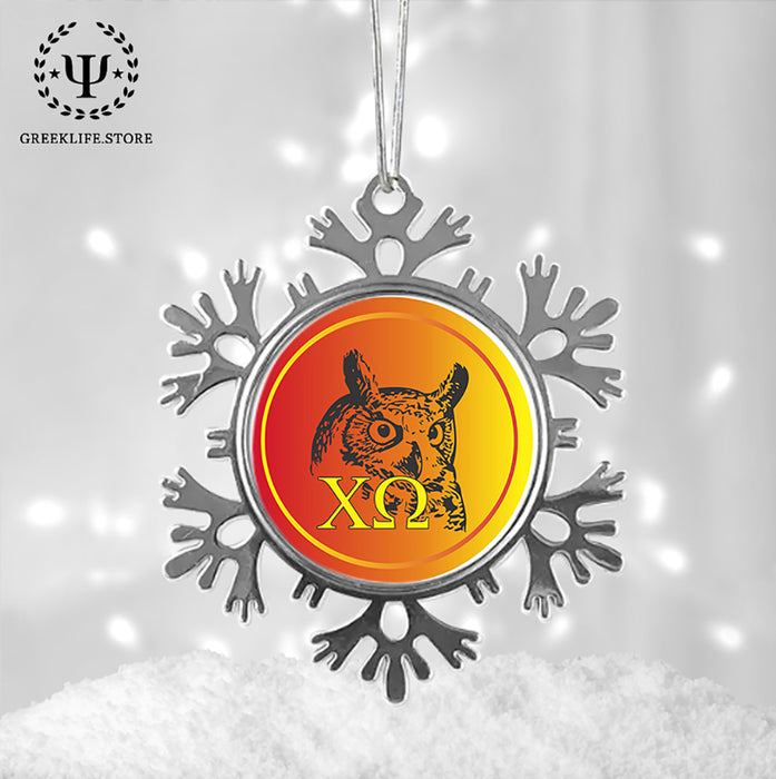 Chi Omega Christmas Ornament - Snowflake Metal