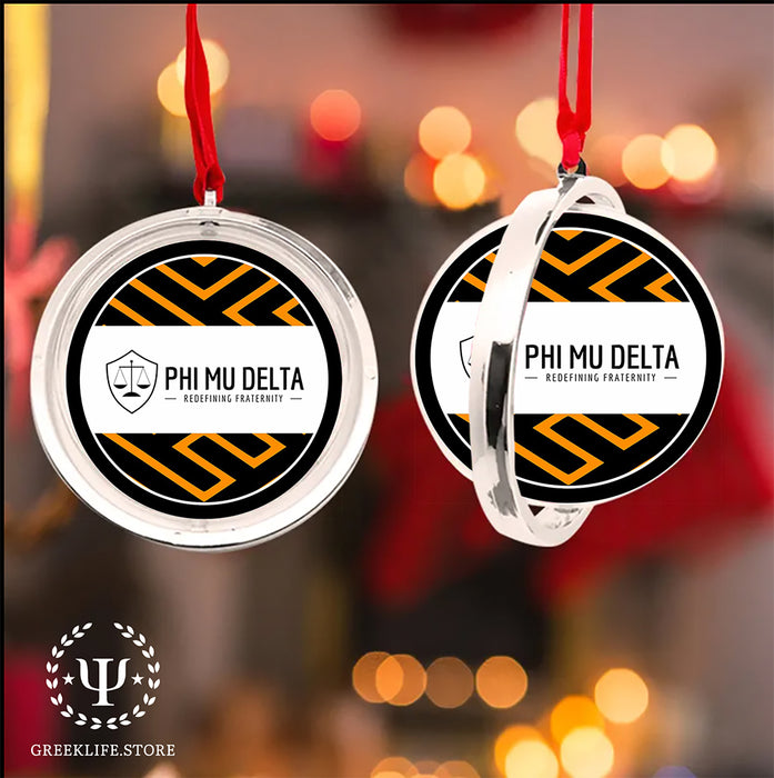 Phi Mu Delta Christmas Reversible Flat Round Ornament