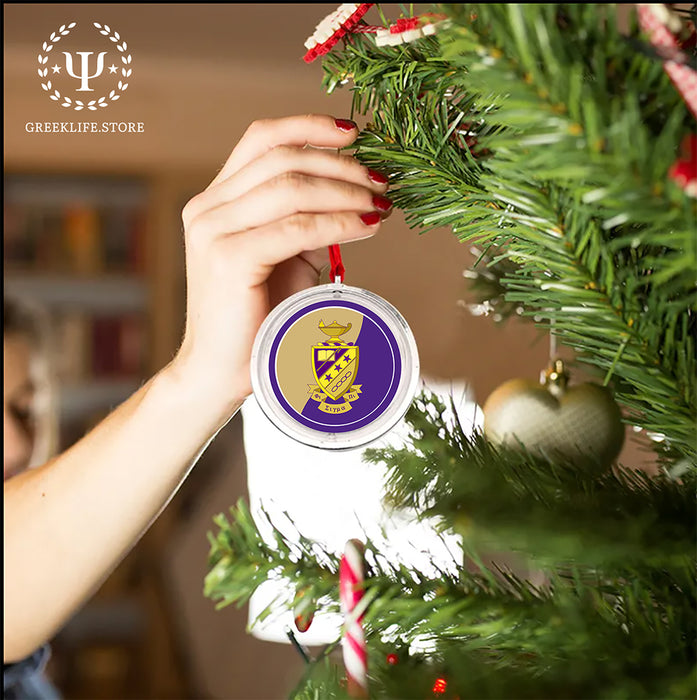 Phi Sigma Pi Christmas Reversible Flat Round Ornament