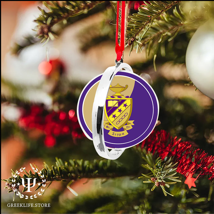 Phi Sigma Pi Christmas Reversible Flat Round Ornament