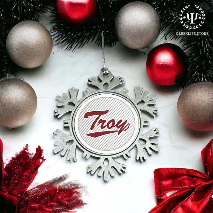 Troy University Christmas Ornament - Snowflake Metal