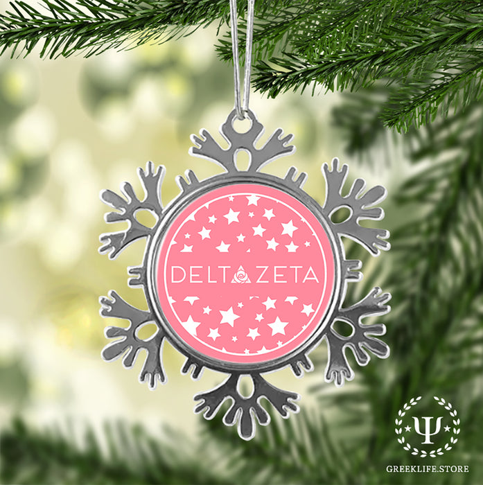Delta Zeta Christmas Ornament - Snowflake Metal