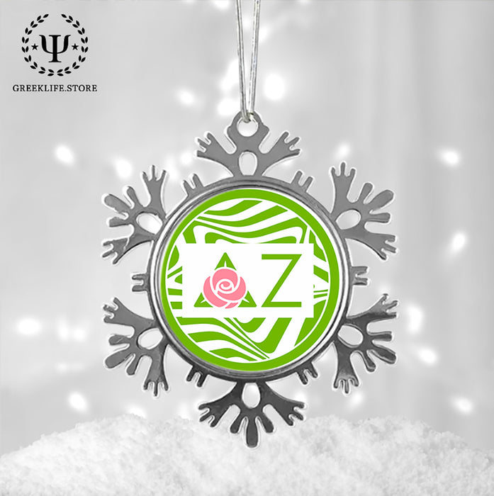 Delta Zeta Christmas Ornament - Snowflake Metal