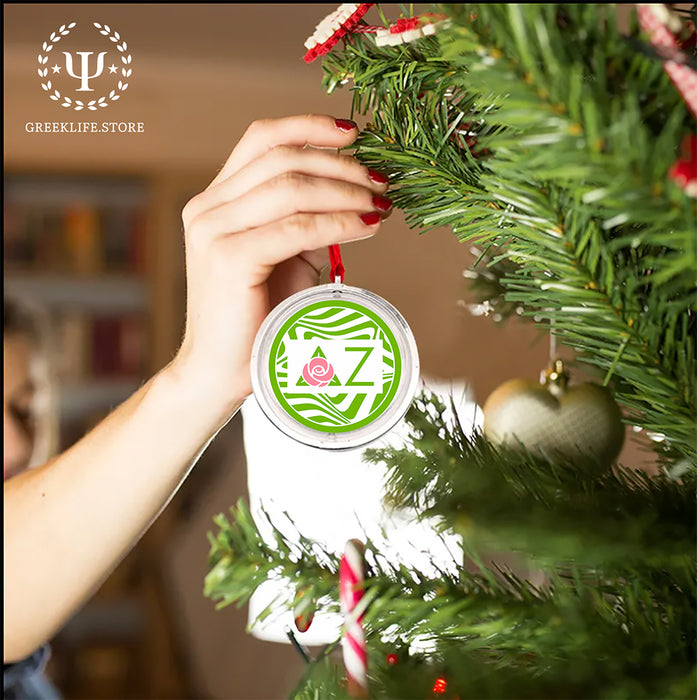 Delta Zeta Christmas Reversible Flat Round Ornament