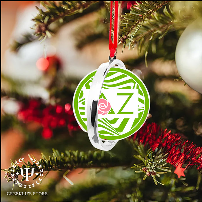Delta Zeta Christmas Reversible Flat Round Ornament