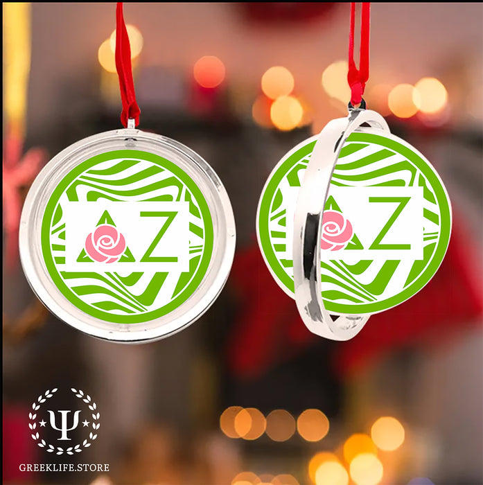 Delta Zeta Christmas Reversible Flat Round Ornament