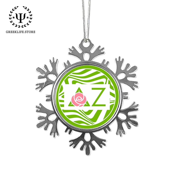 Delta Zeta Christmas Ornament - Snowflake Metal