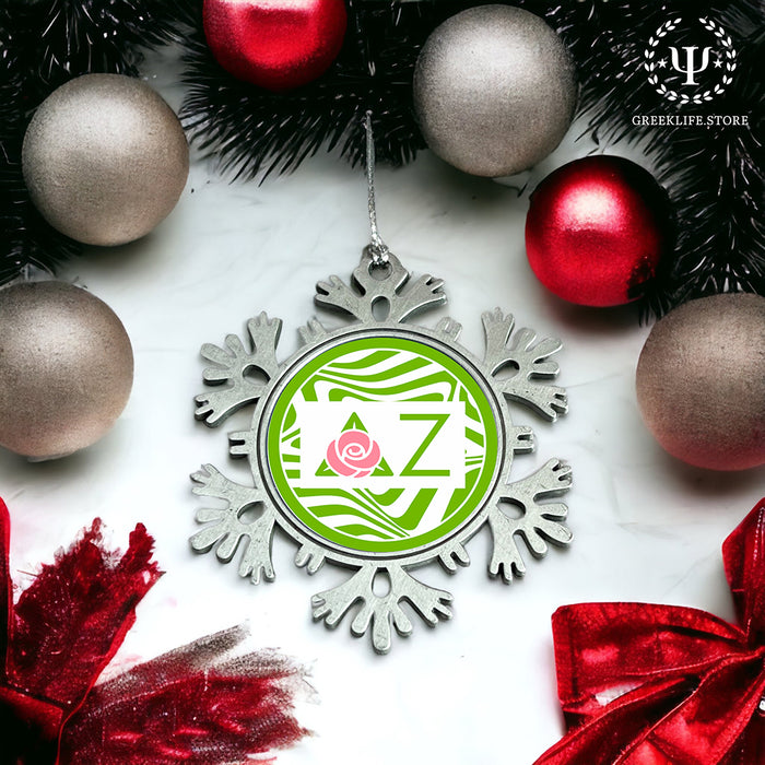 Delta Zeta Christmas Ornament - Snowflake Metal