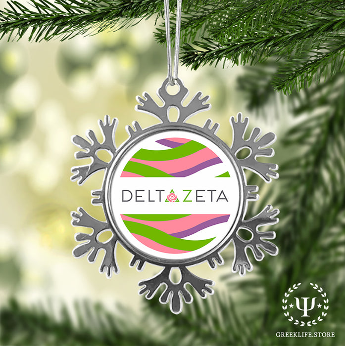 Delta Zeta Christmas Ornament - Snowflake Metal