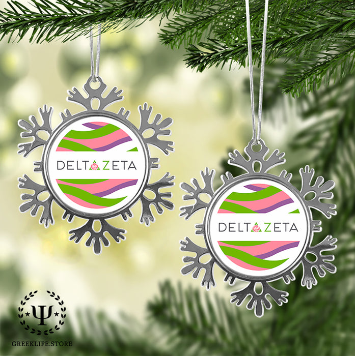 Delta Zeta Christmas Ornament - Snowflake Metal