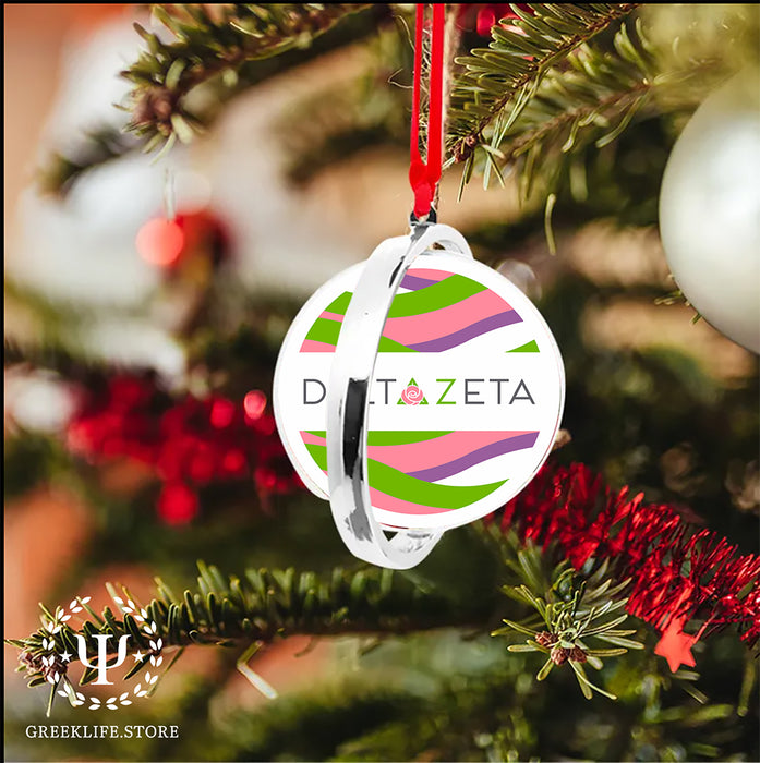 Delta Zeta Christmas Reversible Flat Round Ornament