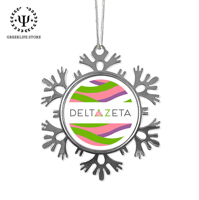 Delta Zeta Christmas Ornament - Snowflake Metal