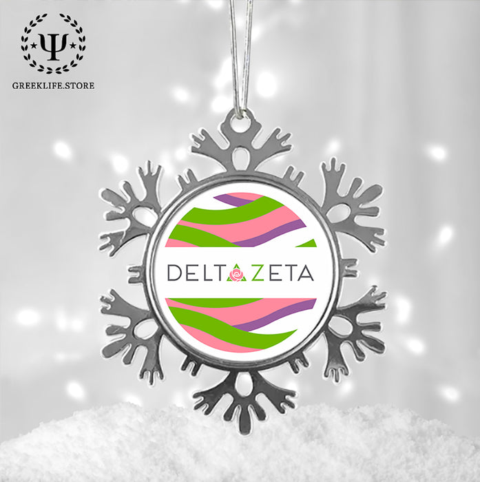 Delta Zeta Christmas Ornament - Snowflake Metal