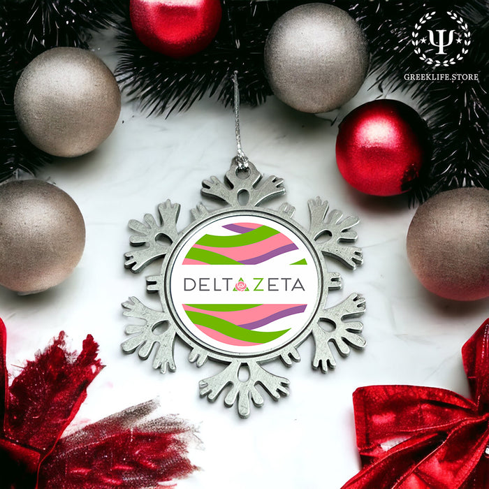 Delta Zeta Christmas Ornament - Snowflake Metal