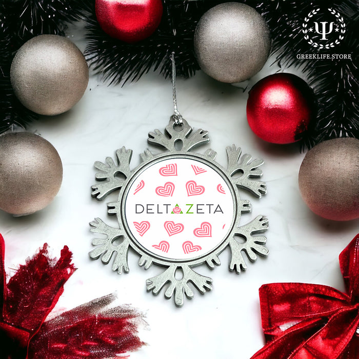 Delta Zeta Christmas Ornament - Snowflake Metal