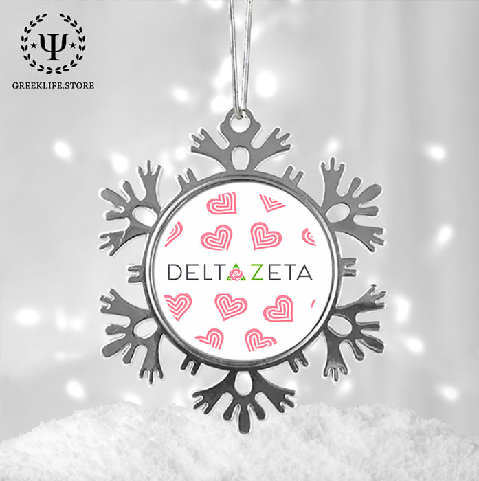 Delta Zeta Christmas Ornament - Snowflake Metal
