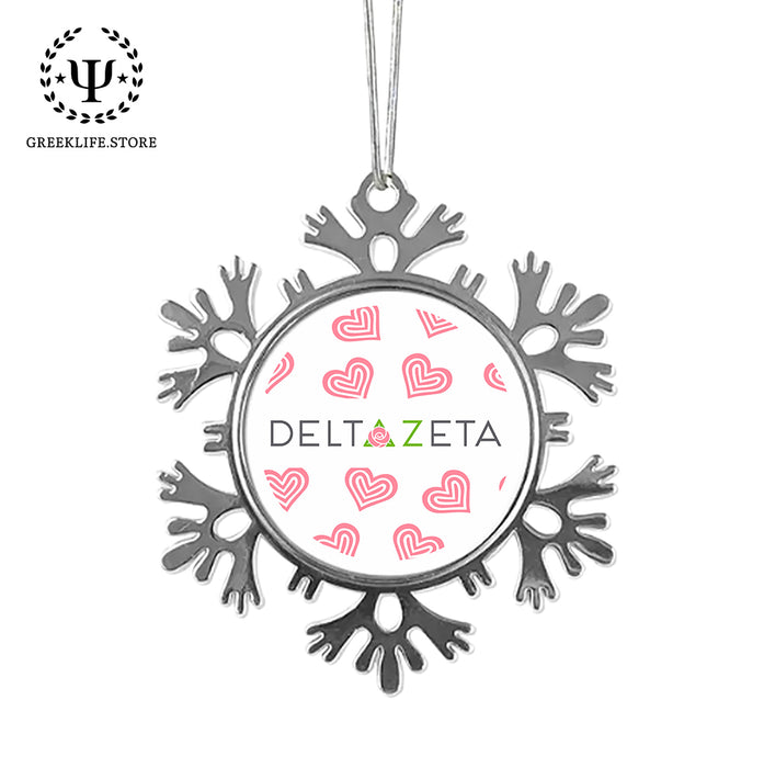 Delta Zeta Christmas Ornament - Snowflake Metal