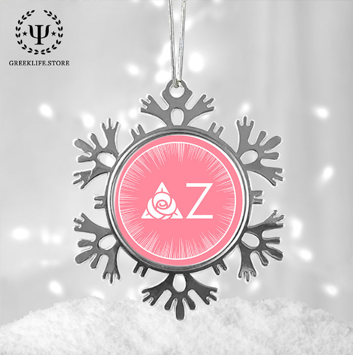 Delta Zeta Christmas Ornament - Snowflake Metal