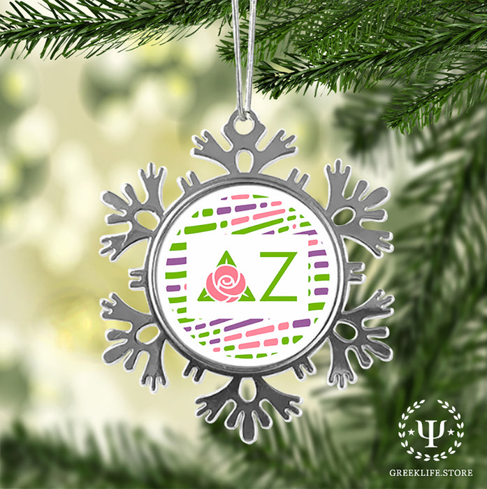 Delta Zeta Christmas Ornament - Snowflake Metal
