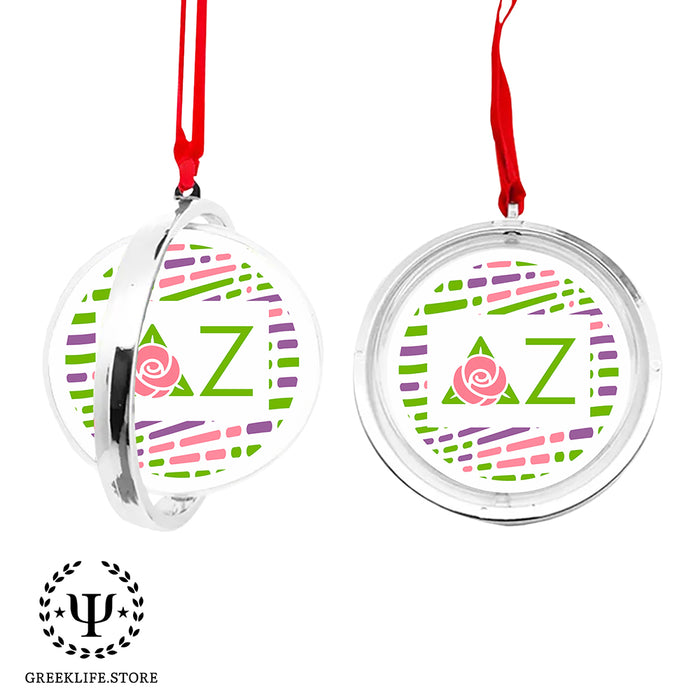 Delta Zeta Christmas Reversible Flat Round Ornament