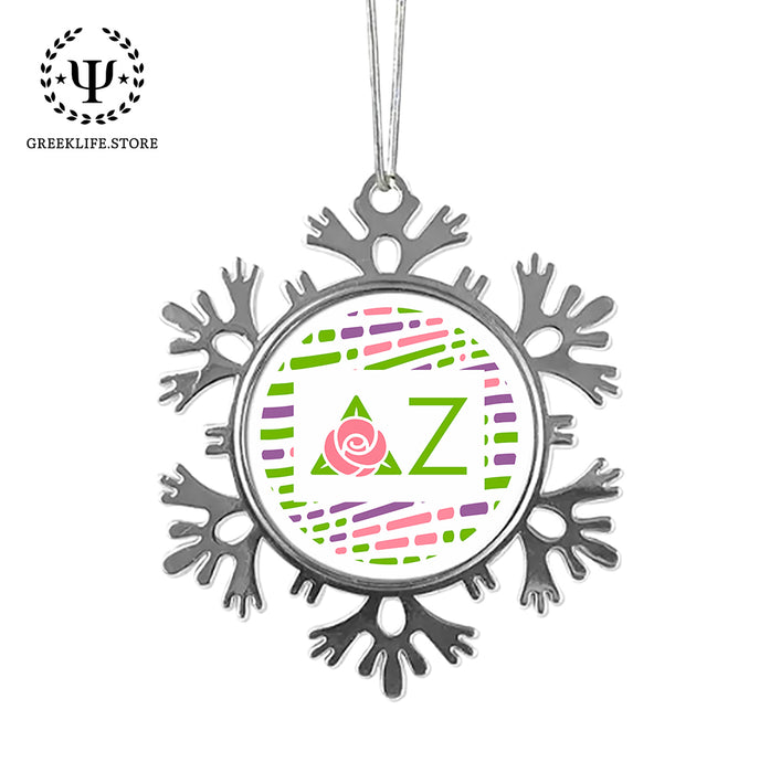 Delta Zeta Christmas Ornament - Snowflake Metal